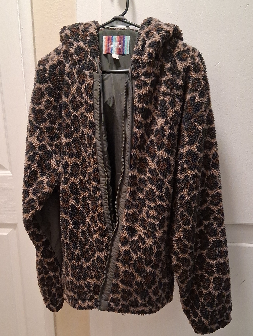 Urban Outfitters Leopard Sherpa Hoodie - Brown & Black